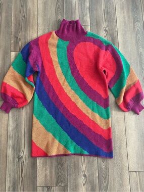 FARM Rio Rainbow Wild Hearts Sweater Dress Sz S